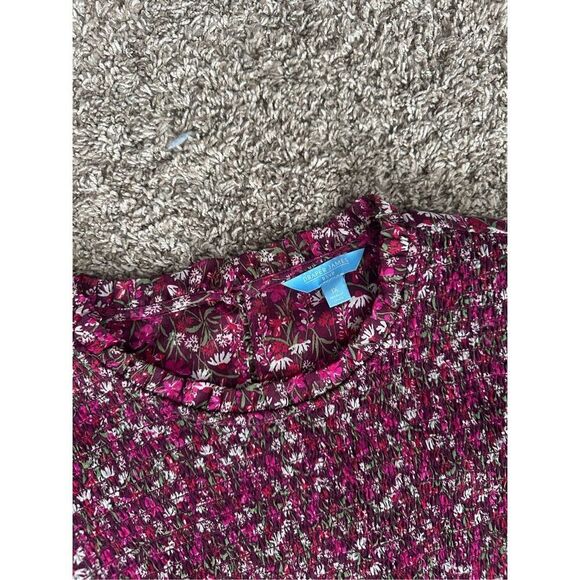 Draper James Long Sleeve Smocked Mini Dress Womens Plus 1X Pink Purple Floral - Picture 5 of 13